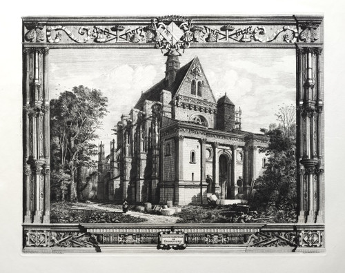 Gravure Architecture Chapelle De Champigny Par Octave Derochebrune