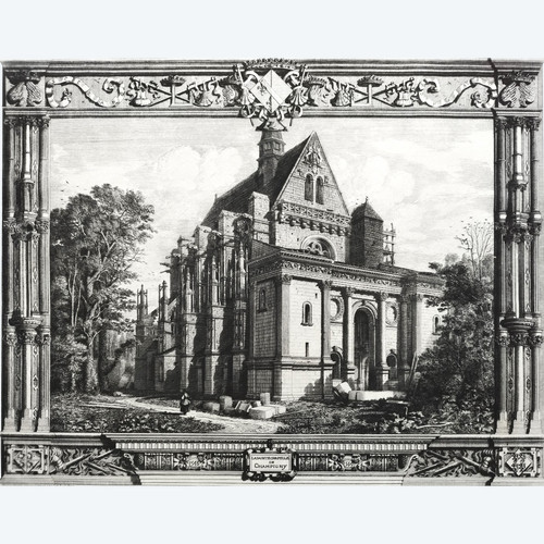 Gravure Architecture Chapelle De Champigny Par Octave Derochebrune