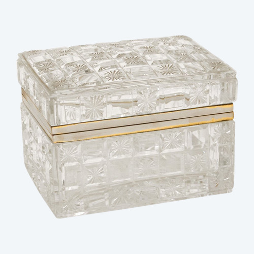 Box Box Cut Crystal Baccarat France Golden Brass 19th