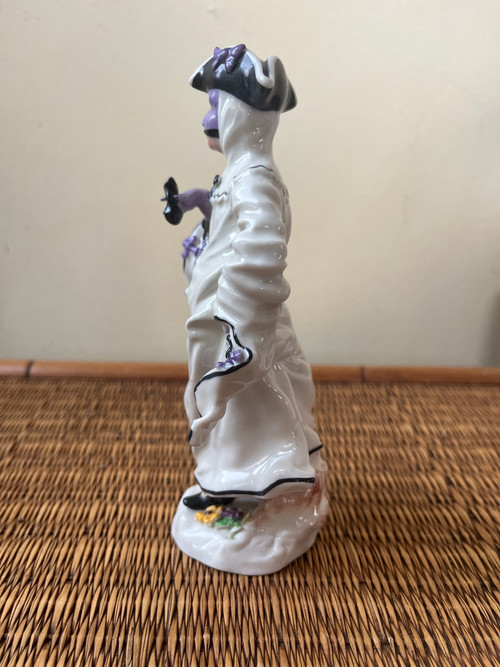 19th century porcelain figurine - Venetian man with mask - Rudolstadt porcelain, Thuringia, Germany