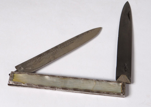 Reisemesser Klappmesser Perlmutt Massivsilber Duperray Galuchat Etui XVIII.