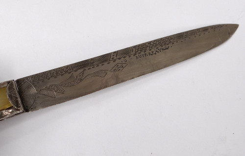 Reisemesser Klappmesser Perlmutt Massivsilber Duperray Galuchat Etui XVIII.
