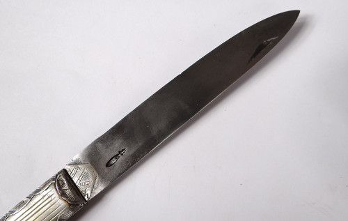 Reisemesser Klappmesser Perlmutt Massivsilber Duperray Galuchat Etui XVIII.