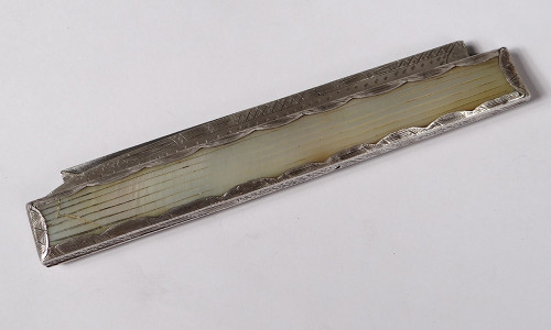 Reisemesser Klappmesser Perlmutt Massivsilber Duperray Galuchat Etui XVIII.