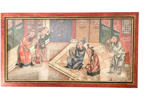 Grande dipinto cinese su pannello di bambù, XIX secolo, Cina