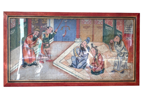 Grande dipinto cinese su pannello di bambù, XIX secolo, Cina