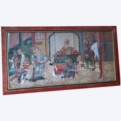 Grande dipinto cinese su pannello di bambù, XIX secolo, Cina