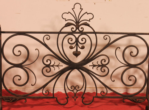 Large Fire Place Screen Or Firewall In Wrought Iron-19th Century