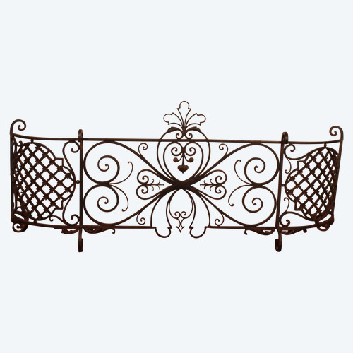 Large Fire Place Screen Or Firewall In Wrought Iron-19th Century