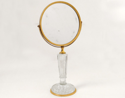 Miroir Table Glace Psyché Bronze Doré Cristallo-cérame Frileuse Empire XIXè