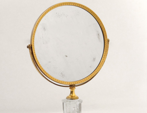 Miroir Table Glace Psyché Bronze Doré Cristallo-cérame Frileuse Empire XIXè