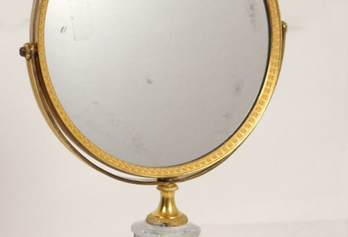 Miroir Table Glace Psyché Bronze Doré Cristallo-cérame Frileuse Empire XIXè