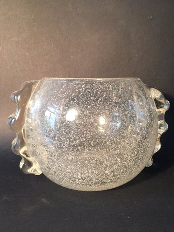 Bubble Glass Ball Vase. Art Deco.
