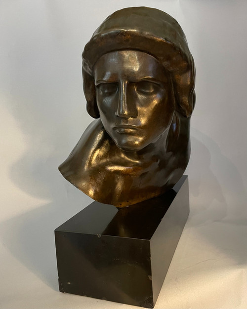 Constant Roux. Buste de Gladiateur (Achille) Sculpture en bronze cire perdue, Art Déco.