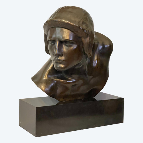Constant Roux. Buste de Gladiateur (Achille) Sculpture en bronze cire perdue, Art Déco.