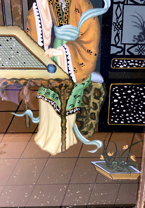 Tableau sous verre Chine XX e siècle 