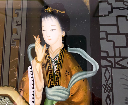 Tableau sous verre Chine XX e siècle 