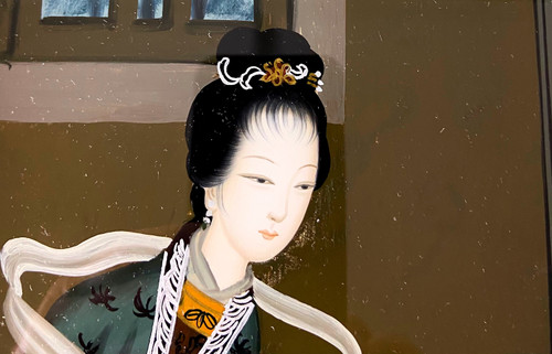 Tableau sous verre Chine XX e siècle 