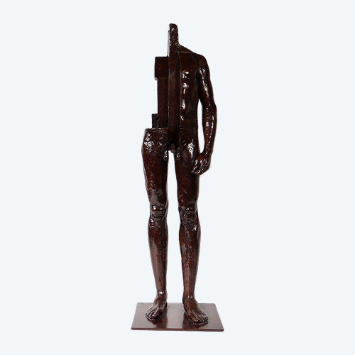 Large Mauro Corda Bronze Sculpture Skinned Nude Man Foundry Delval 1/8