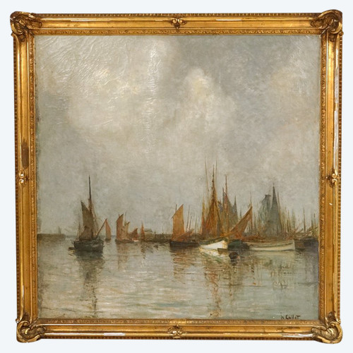 Großes HST Marine Henri Callot Schiffe Segelboote Hafen Belgien Expo Gent 1913 XX.
