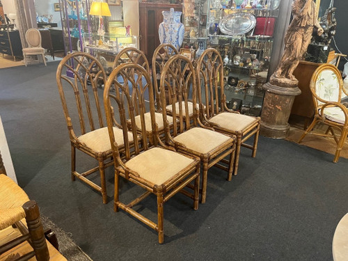 Suite of six chairs - Rattan - McGuire - Without Francisco - c. 1960