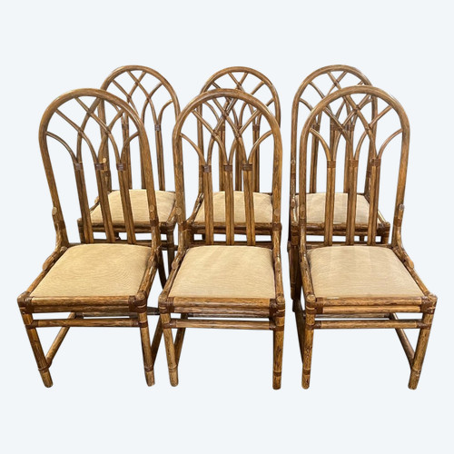 Suite of six chairs - Rattan - McGuire - Without Francisco - c. 1960