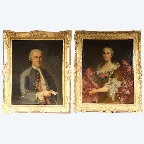 Paar HST Adelige Porträts General Lérivint Fleury Bedane Louis Tocqué 18.