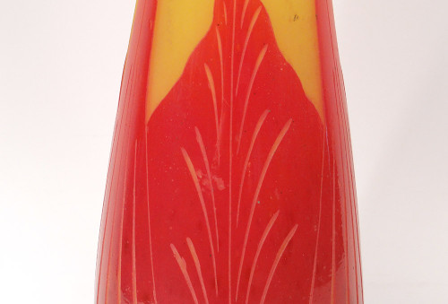 Large Vase Pâte de Verre Le Verre Français Schneider Feuilles Art Déco XXè