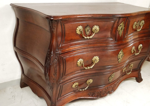 Commode Tombeau Bordelaise Louis XV Acajou Massif Cuba Bronze XVIIIè Siècle