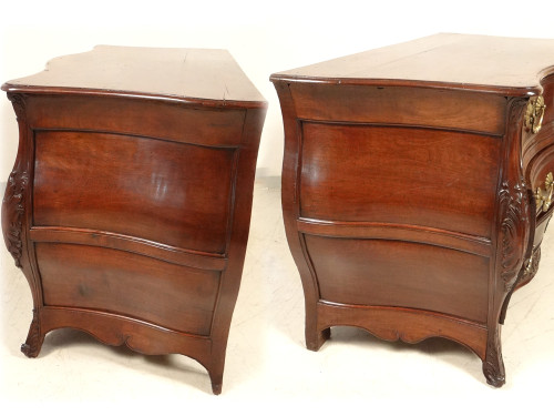 Commode Tombeau Bordelaise Louis XV Acajou Massif Cuba Bronze XVIIIè Siècle