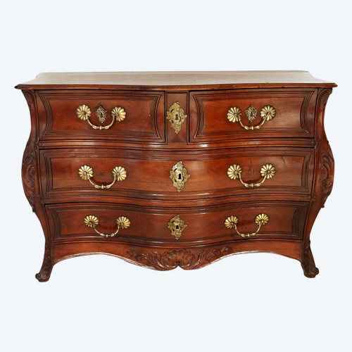 Commode Tombeau Bordelaise Louis XV Acajou Massif Cuba Bronze XVIIIè Siècle