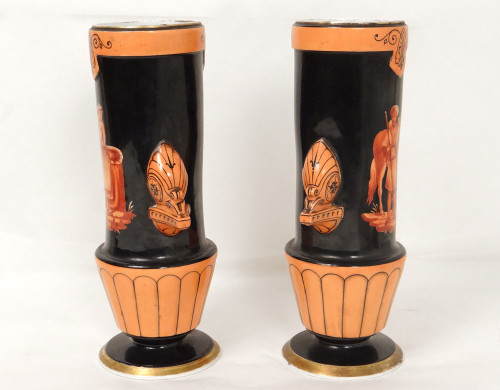Pair of Porcelain Vases Paris Orientalist figures Horse XIXth century