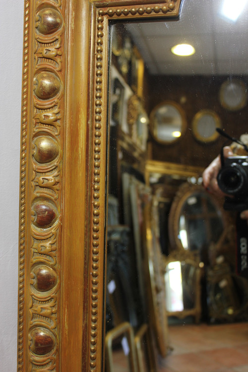 Large Antique Mantelpiece Mirror, Patina And Shell 96 X 148 Cm