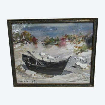 Boat stranded on the sand