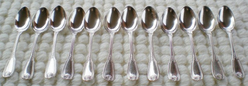 12 Espresso-/Mokka-Löffel aus versilbertem Metall Modell Maintenon (Schale) ERCUIS