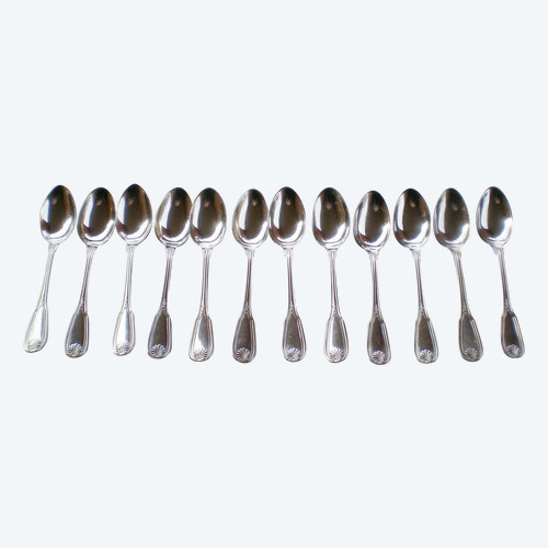 12 silver plated espresso/moka spoons Maintenon model (shell) ERCUIS