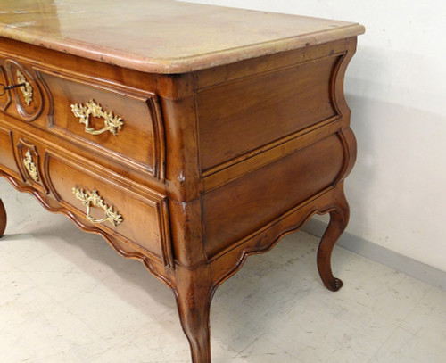 Commode Louis XV Sauteuse Provençale Merisier Sculpté Marbre XVIIIè