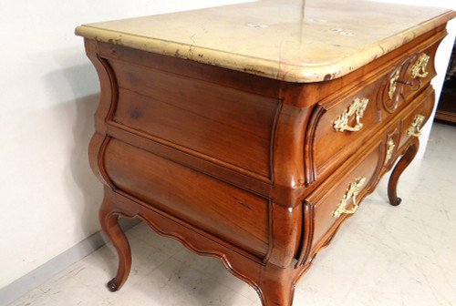 Commode Louis XV Sauteuse Provençale Merisier Sculpté Marbre XVIIIè