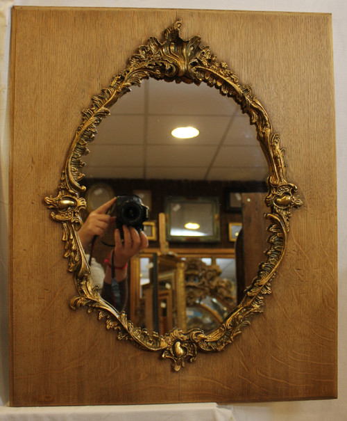 Pair Of Rectangular Mirrors, Wood And Gold, Rococo Style 48 X 58 Cm