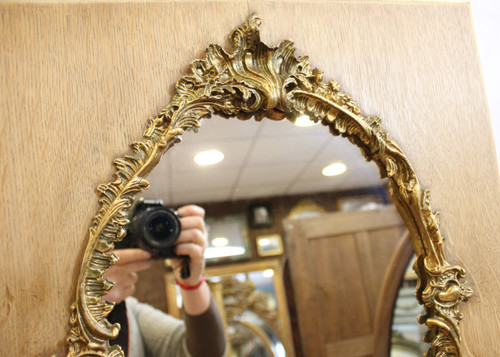 Pair Of Rectangular Mirrors, Wood And Gold, Rococo Style 48 X 58 Cm