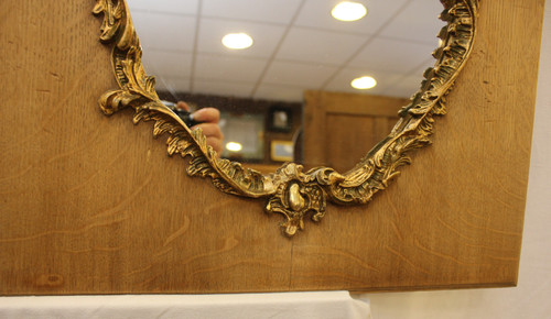 Pair Of Rectangular Mirrors, Wood And Gold, Rococo Style 48 X 58 Cm
