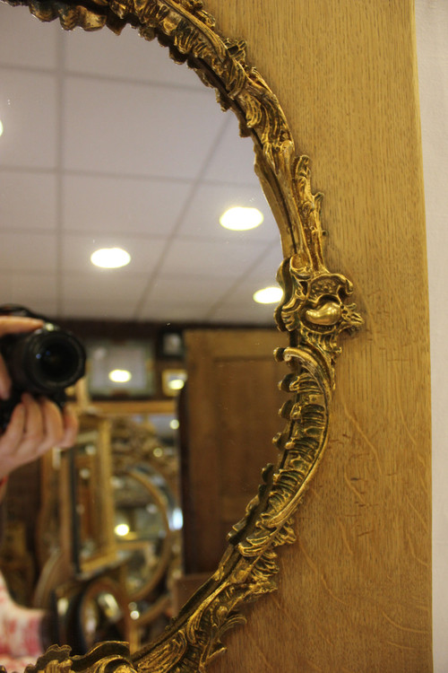 Pair Of Rectangular Mirrors, Wood And Gold, Rococo Style 48 X 58 Cm