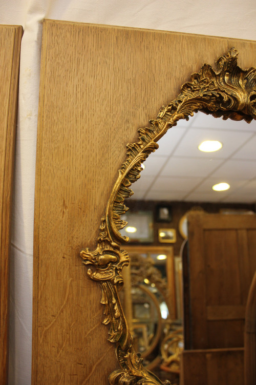 Pair Of Rectangular Mirrors, Wood And Gold, Rococo Style 48 X 58 Cm