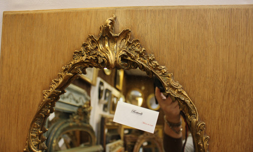 Pair Of Rectangular Mirrors, Wood And Gold, Rococo Style 48 X 58 Cm