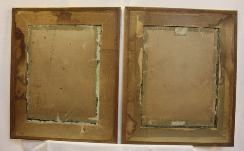 Pair Of Rectangular Mirrors, Wood And Gold, Rococo Style 48 X 58 Cm