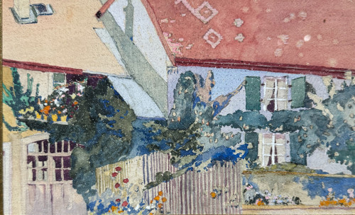 Schatzmann (xix-xx) - Ecole Suisse - Façade De Maison Fleurie, Circa 1900