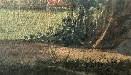 Acquerello di Paul Givry, "Donna in amaca", fine XIX secolo