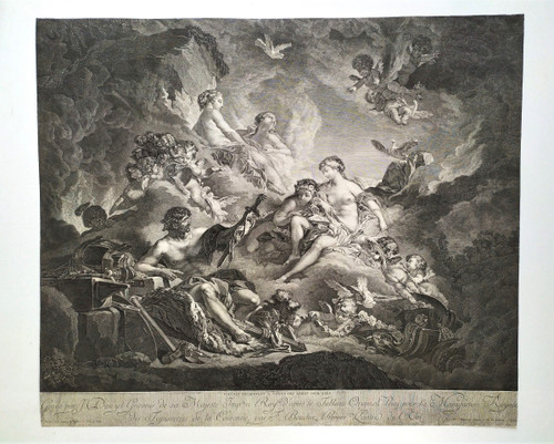 Mythological Etching Vulcan  Venus Engraving After Boucher 18th c Old Print