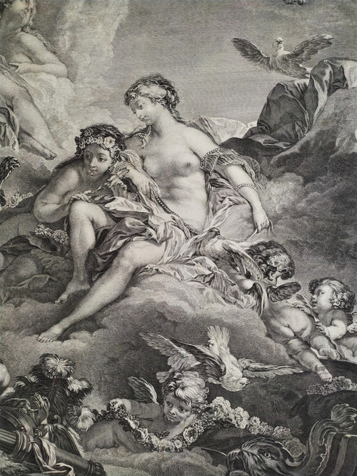 Mythological Etching Vulcan  Venus Engraving After Boucher 18th c Old Print