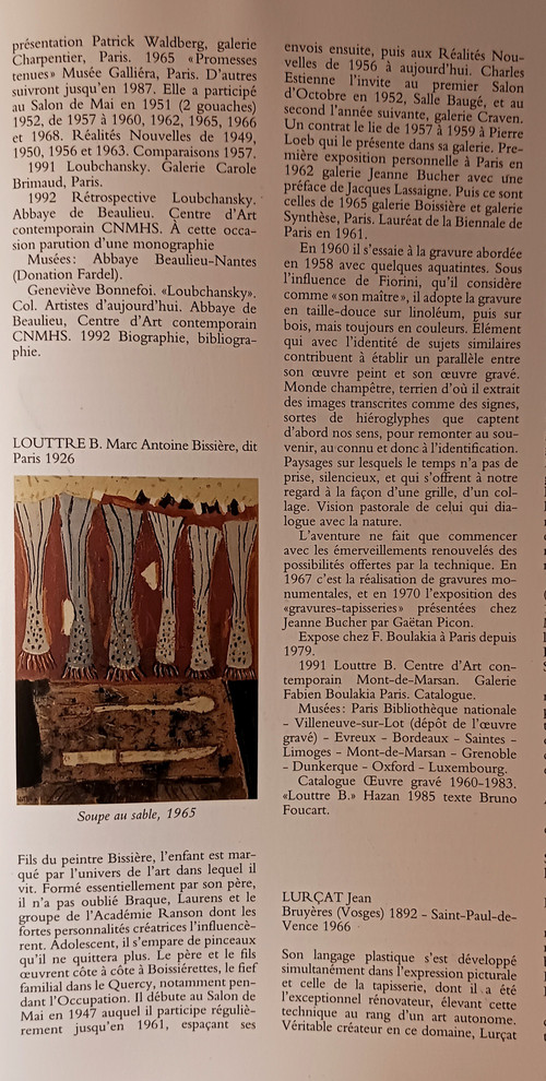 LOUTTRE B. 'MARC ANTOINE BISSIERE' 1926/2012